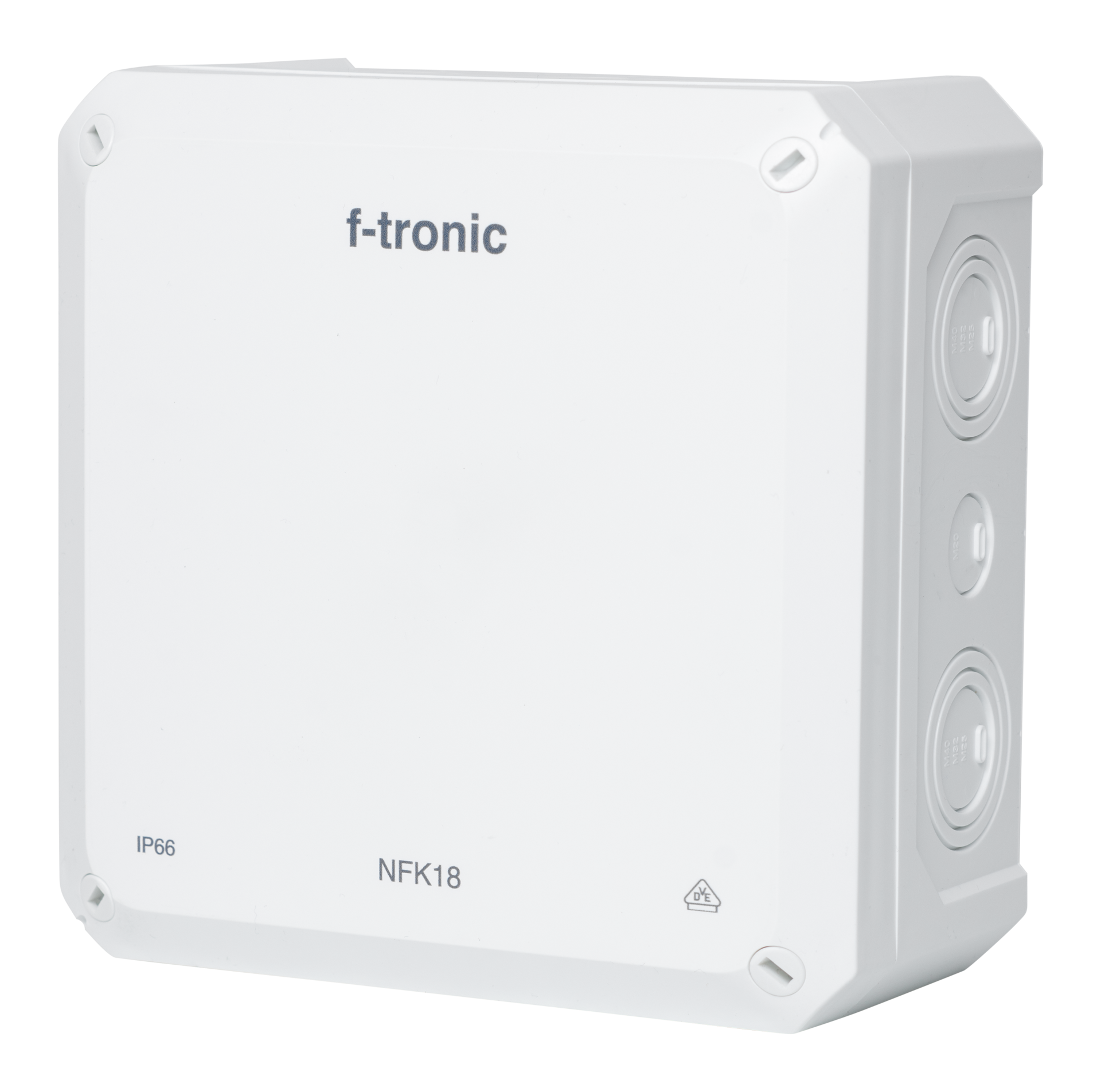 F-Tronic FR-Abzweigkasten 180x180x93mm, Ausbrechöffnungen IP66, PS, weiß, NFK18ws F-Tronic FR-Abzweigkasten 180x180x93mm, Ausbrechöffnungen IP66, PS, weiß, NFK18ws